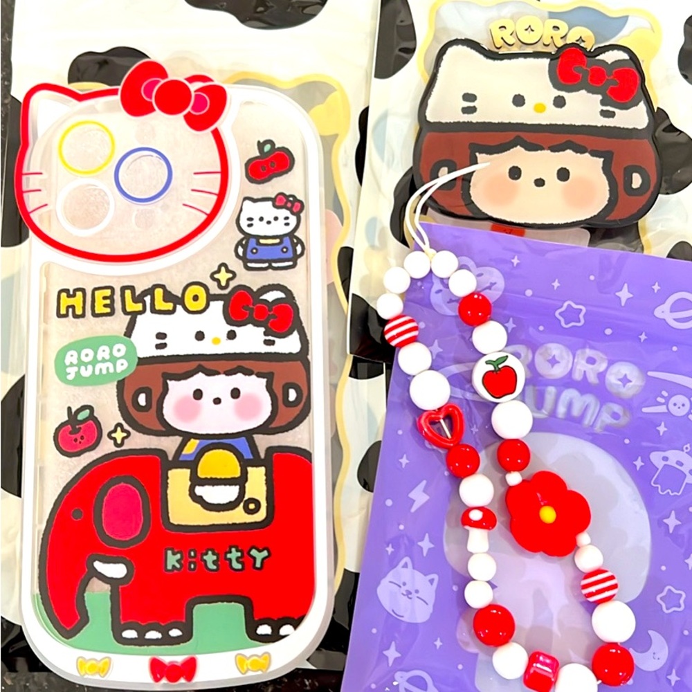 Kitty iPhone 13 Pro Max phone case . Chain and holder